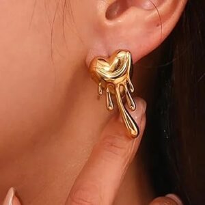 Heart-Shaped Gold-Tone Stud Earrings, Lightweight Fashion Jewellery